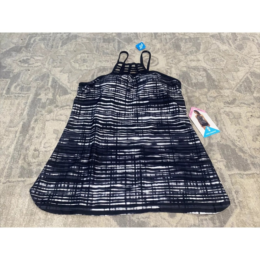 New Free Country Womens Black White‎ Tankini Top Swim Size S Small 4/6